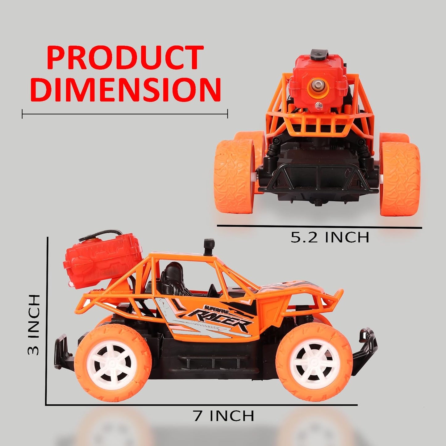Remote Control Car for Kids with Mist Smoke Spray Function 2 WD Monster Truck Rock Crawler Climbing RC Toy Vehicle Car for Boys and Girls (Orange) (Latest 2024)