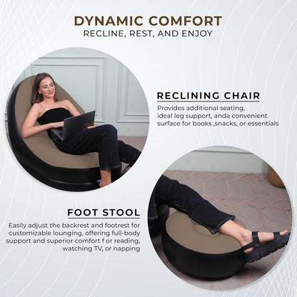 Inflatable Lounge Chair with Household Air Pump, Comfortable Air Sofa for Indoor/Outdoor Use