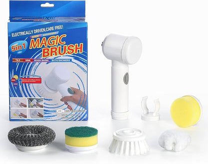 Multi-Functional Electric Cleaning Brush 5 in 1 Magic Power Scrubber Household Cleaning Tools Spin Scrubber with Buffer Polisher, for Bathroom, Shower, Tub, Kitchen Floor