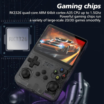 R36S Handheld Game Console, 3.5 Inch IPS Retro Video Game Console Built-in 10,000+ Classic Video Games 32GB+64GB TF(Black)