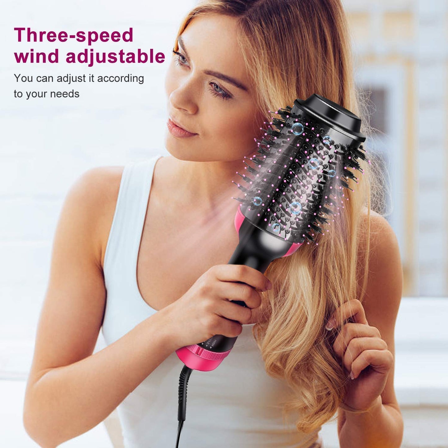 Ronest Hair Dryer Brush - 3 in 1 Hot Air Brush One Step Volumizer for Rotating Straightening (Black), 1000 Watts