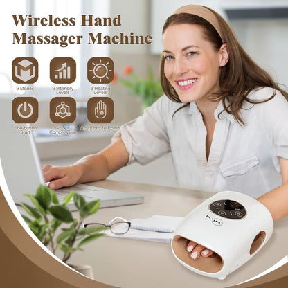 Hand Massager, 9 Modes 9 Intensities Hand Massage, Cordless Hand Massager for Arthritis and Carpal Tunnel, Gift for Women Mother's Day Father's Day