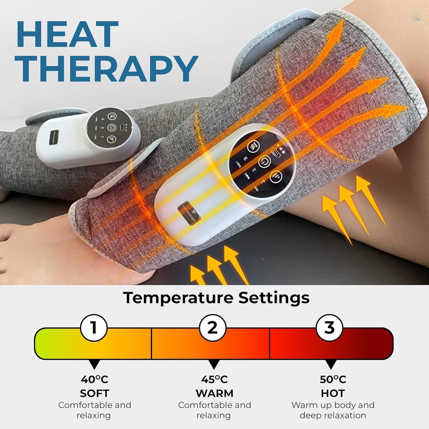 Leg Massager for Circulation and Pain Relief, Calf Air Compression Massager with Heat, Leg Massager with 3 Intensities, 3 Modes, Easy to Use, Muscle Relaxation