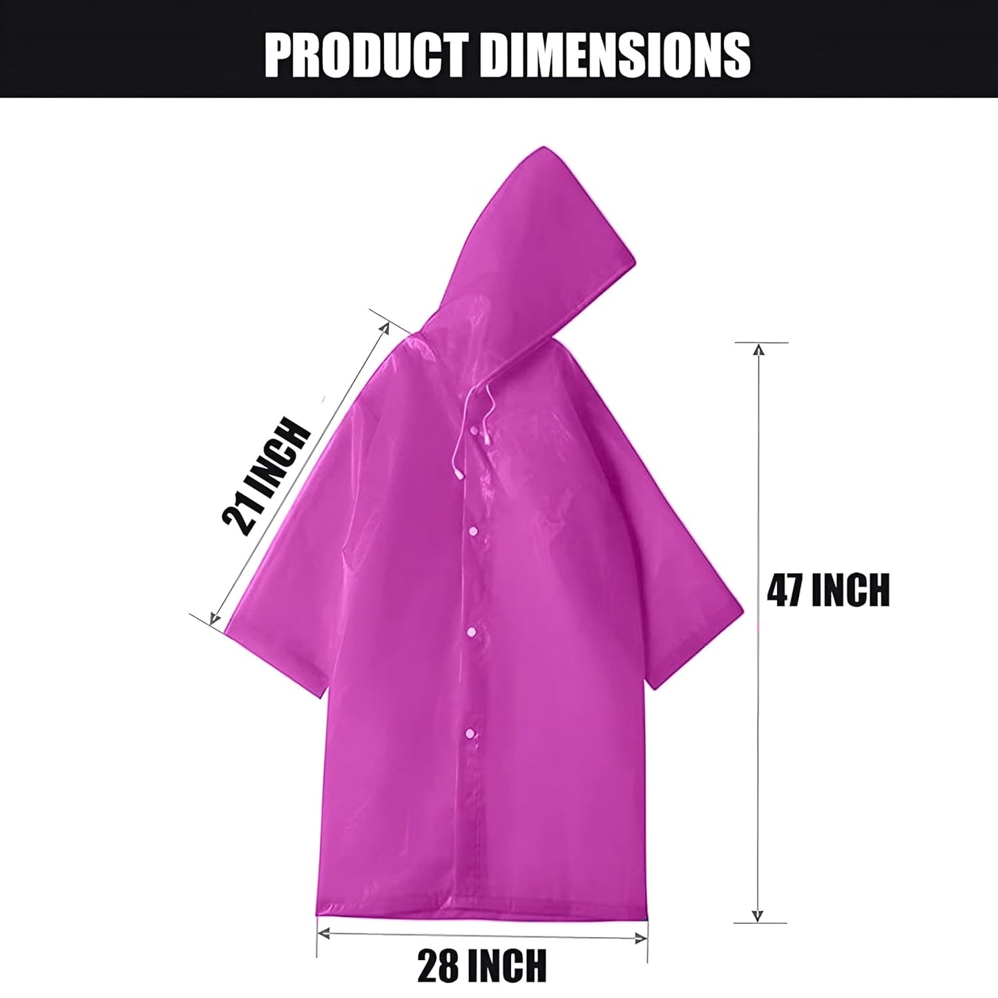 EVA Waterproof Rain Coat Hooded Universal Outdoor Water Resistant Portable Suit for Men Women Boys & Girls (Universal Size, 1 Pc Pink)