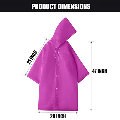EVA Waterproof Rain Coat Hooded Universal Outdoor Water Resistant Portable Suit for Men Women Boys & Girls (Universal Size, 1 Pc Pink)
