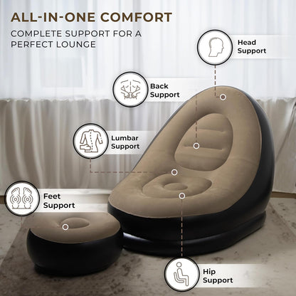 Inflatable Lounge Chair with Household Air Pump, Comfortable Air Sofa for Indoor/Outdoor Use