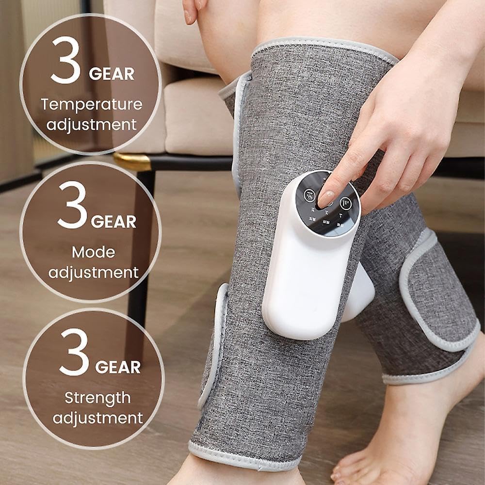 Leg Massager for Circulation and Pain Relief, Calf Air Compression Massager with Heat, Leg Massager with 3 Intensities, 3 Modes, Easy to Use, Muscle Relaxation