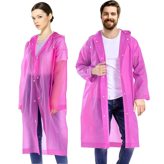 EVA Waterproof Rain Coat Hooded Universal Outdoor Water Resistant Portable Suit for Men Women Boys & Girls (Universal Size, 1 Pc Pink)