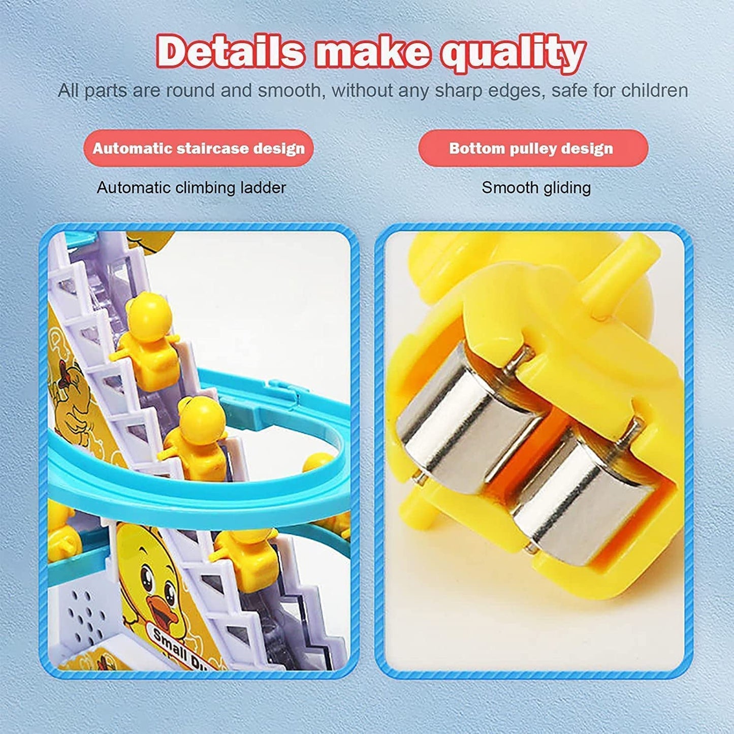 Baby Happy Duck Track Set Toys for Kids Climbing Stairs Dancing Duck Slide Toy with Light and Music - 3 Piece Small Duck