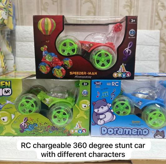 Remote Control Rechargable Acrobatic 360 Degree Twisting Stunt Car with Music & Lights and Charger for Kids multicolour