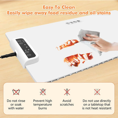 Electric Food Warmer Large Silicone Warming Mat Foldable Full Surface Warming Tray with 3 Adjustable Temperature Time for Buffets Parties