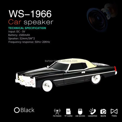 WS-1966 Portable Vintage Car-Shaped Rechargeable Bluetooth Speaker