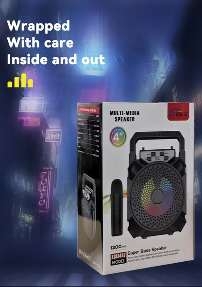 ZQS1487 4-Inch Mini BT/USB Speaker With Wireless Microphone