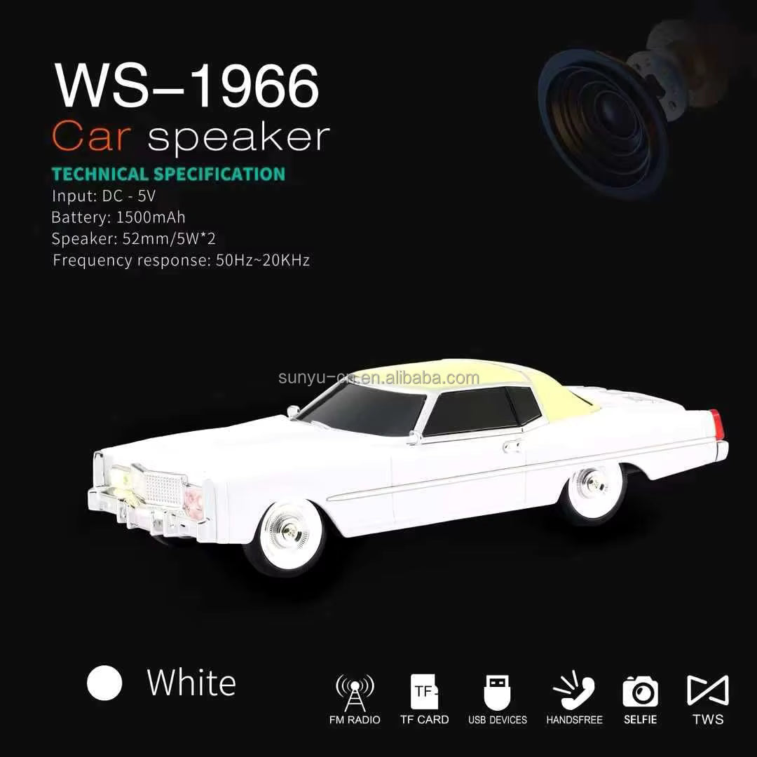 WS-1966 Portable Vintage Car-Shaped Rechargeable Bluetooth Speaker