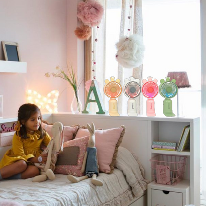 Mini USB Handheld Fan with Ears, Crown and LED Light