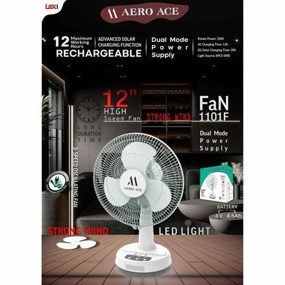 HINCAVO 16 INCH AERO ACE Table DESK Fan, 3-Speed Electric Desk Fan, White rechargeble fan WITH 90 DEGREE ROTATE 12 HR BACKUP