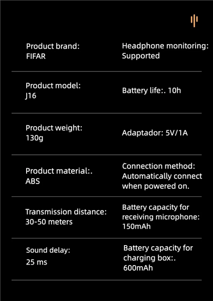 J16 Wireless Lavalier Microphone