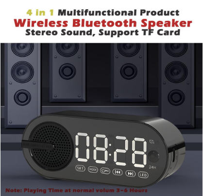E+ WIRLESS SPEAKER WITH CLOCK FM