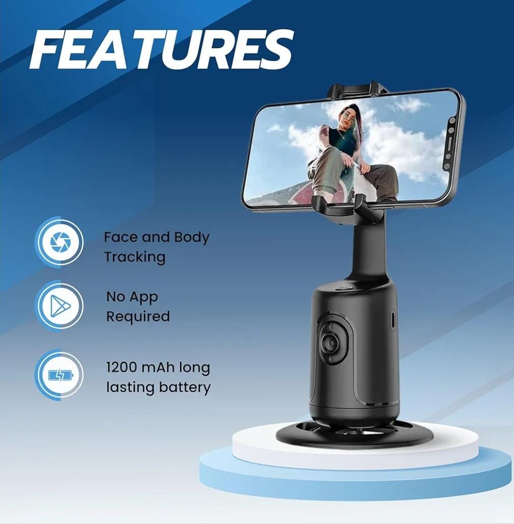 Auto face tracking selfie stick tripod