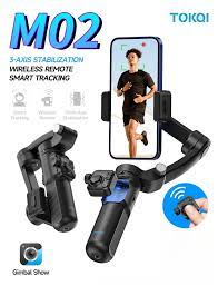 Tokqi M02 Handheld Gimbal Zoom Function Folding Cellphone Stabilizer for Phone with Ai Tracking Camera and Magnetic Fill Light