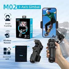 Tokqi M02 Handheld Gimbal Zoom Function Folding Cellphone Stabilizer for Phone with Ai Tracking Camera and Magnetic Fill Light